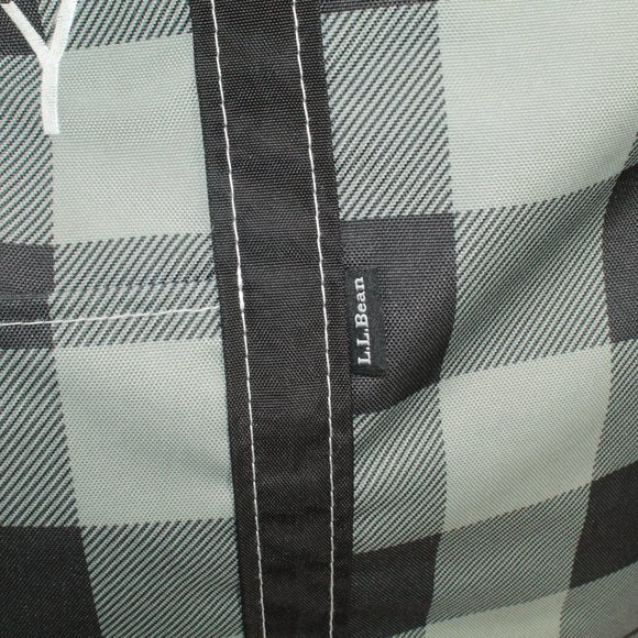 LL Bean Boat & Tote Plaid Gray Polyester Zip-Top Embroidery "Mary" Tote Bag - Picture 4 of 11